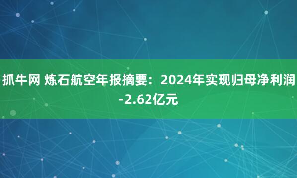 抓牛网 炼石航空年报摘要：2024年实现归母净利润-2.62亿元